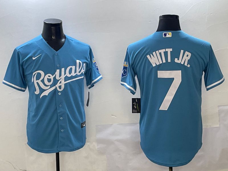 Men Kansas City Royals #7 Witt jr Light Blue Game 2025 Nike MLB Jersey style 3